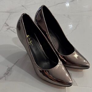 Nicole Miller Shiny Silver Heels
